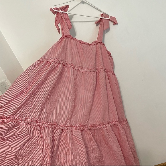 NEW NWT LISA MARIE FERNANDEZ TARGET Plus Size Seersucker Tie Strap Dress Striped - Picture 15 of 16